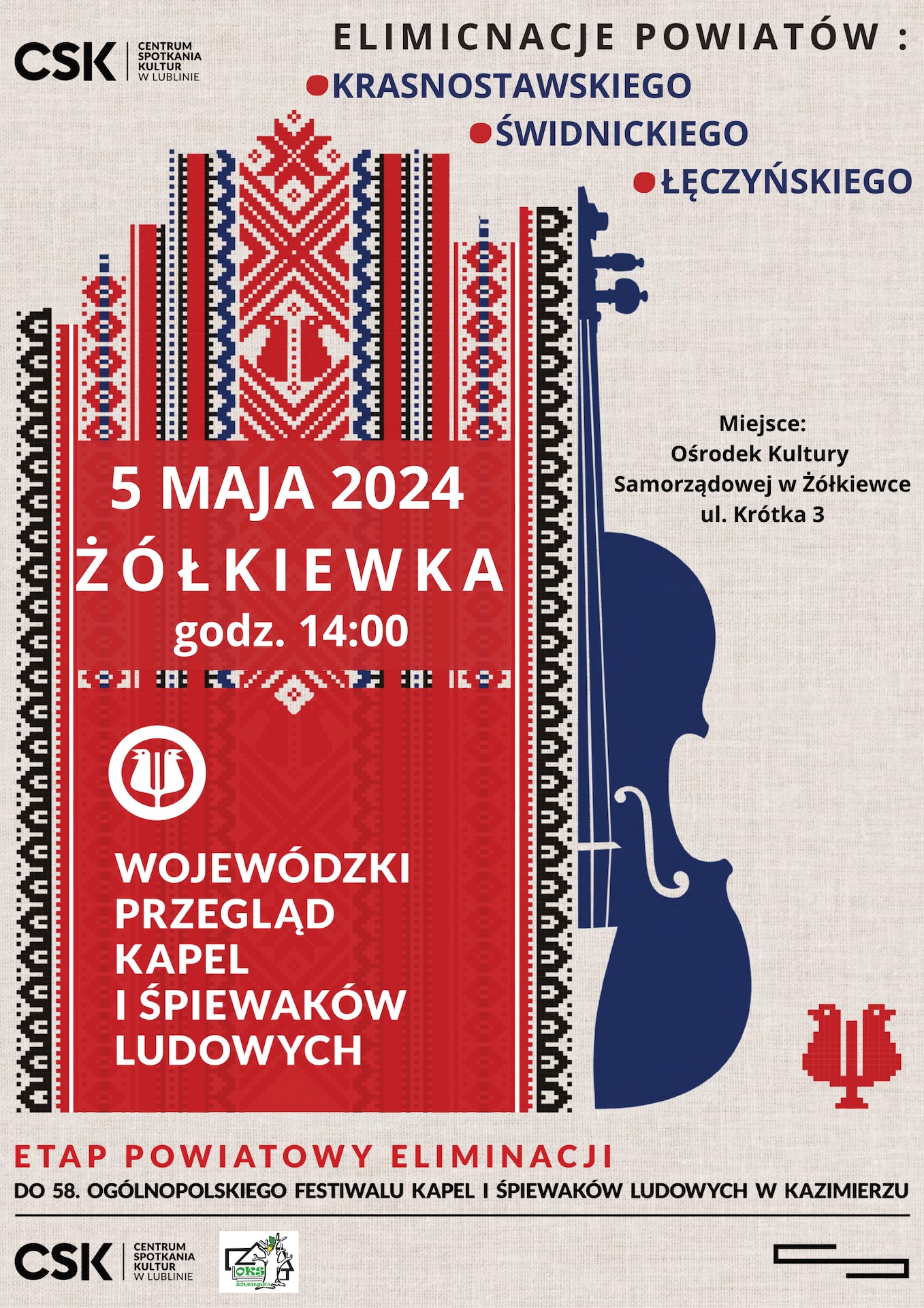plakat Wojewódzkiego Przeglądu Kapel i Śpiewaków Ludowych