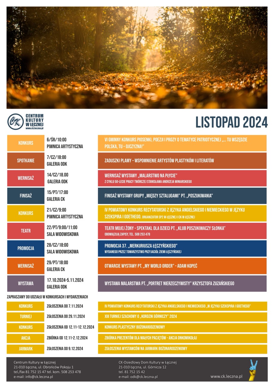 Wydarzenia na listopad 2024